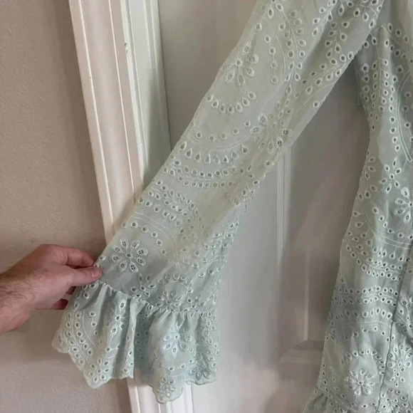 89 Majorelle Esmeralda Seafoam Green Eyelet Dress Size Small - Picture 3 of 7